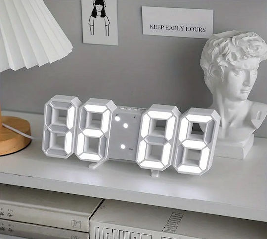 Tradesor Digital Tabletop Clock LED with Alarm Clock White 466097_w