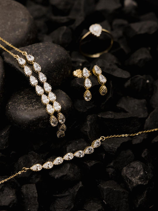 Themelidis Jewels Set Cercei din Aur 14K cu Pietre