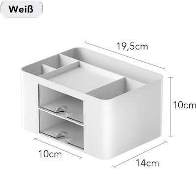 Plastic Pencil Case Συρταράκια in White Color 10x14x19.5cm.