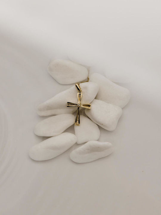 Themelidis Jewels Γυναικείος Χρυσός Σταυρός 14Κ Διπλής Όψης χωρίς Αλυσίδα