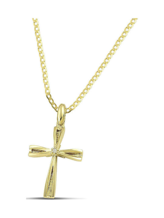 Themelidis Jewels Γυναικείος Χρυσός Σταυρός 14Κ Διπλής Όψης χωρίς Αλυσίδα