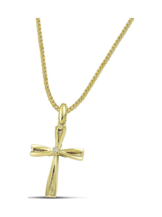 Themelidis Jewels Γυναικείος Χρυσός Σταυρός 14Κ Διπλής Όψης χωρίς Αλυσίδα