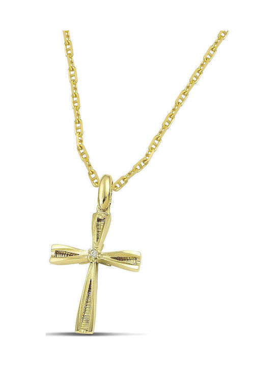 Themelidis Jewels Γυναικείος Χρυσός Σταυρός 14Κ Διπλής Όψης χωρίς Αλυσίδα
