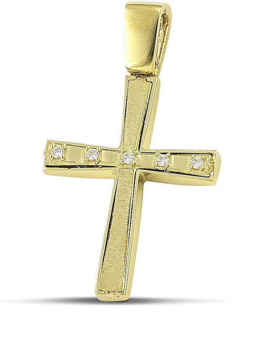 Themelidis Jewels Γυναικείος Χρυσός Σταυρός 14Κ Διπλής Όψης χωρίς Αλυσίδα