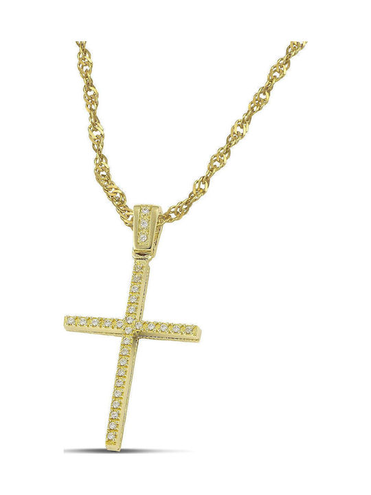 Themelidis Jewels Women's Gold Cross 14K Double Sided