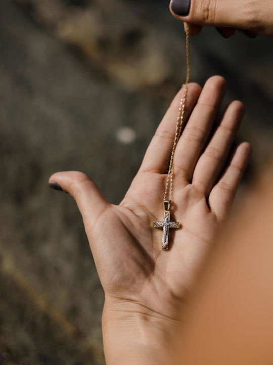 Themelidis Jewels Γυναικείος Χρυσός Σταυρός 14Κ Διπλής Όψης χωρίς Αλυσίδα