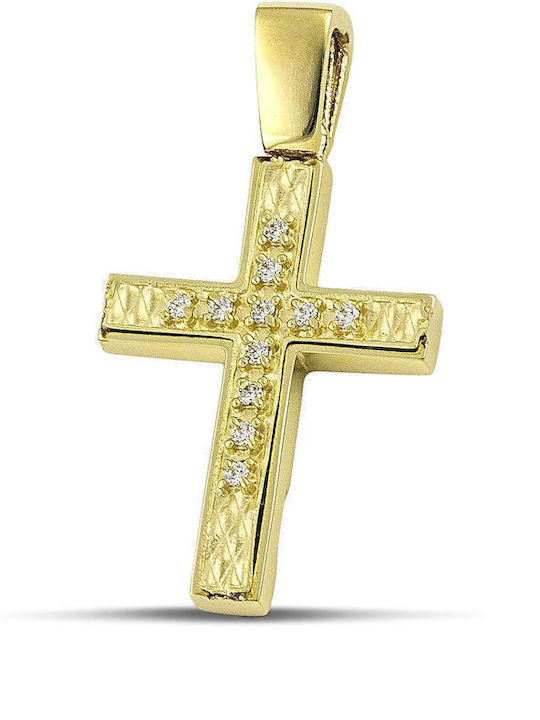 Themelidis Jewels Γυναικείος Χρυσός Σταυρός 14Κ Διπλής Όψης χωρίς Αλυσίδα