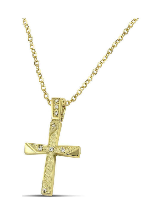 Themelidis Jewels Γυναικείος Χρυσός Σταυρός 14Κ Διπλής Όψης χωρίς Αλυσίδα
