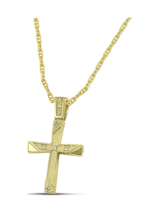 Themelidis Jewels Γυναικείος Χρυσός Σταυρός 14Κ Διπλής Όψης χωρίς Αλυσίδα