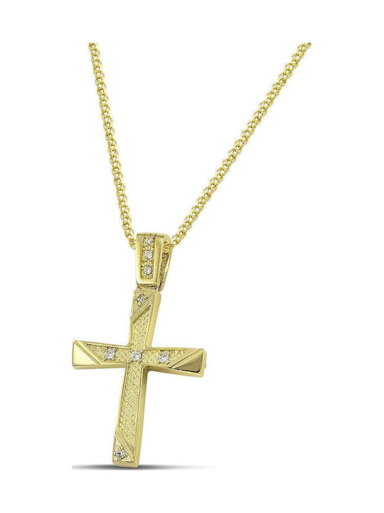 Themelidis Jewels Γυναικείος Χρυσός Σταυρός 14Κ Διπλής Όψης χωρίς Αλυσίδα