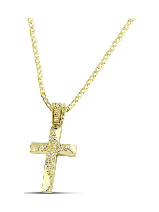 Themelidis Jewels Γυναικείος Χρυσός Σταυρός 14Κ Διπλής Όψης χωρίς Αλυσίδα