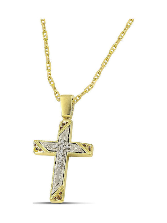 Themelidis Jewels Γυναικείος Χρυσός Σταυρός 14Κ Διπλής Όψης χωρίς Αλυσίδα