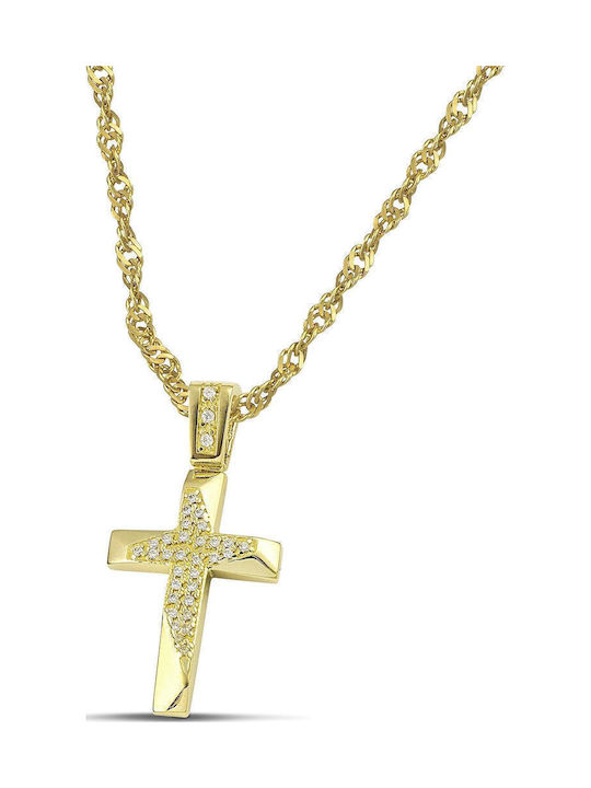 Themelidis Jewels Γυναικείος Χρυσός Σταυρός 14Κ Διπλής Όψης χωρίς Αλυσίδα