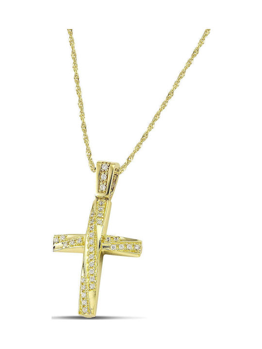Themelidis Jewels Women's Gold Cross 14K Double Sided