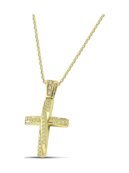 Themelidis Jewels Women's Gold Cross 14K Double Sided
