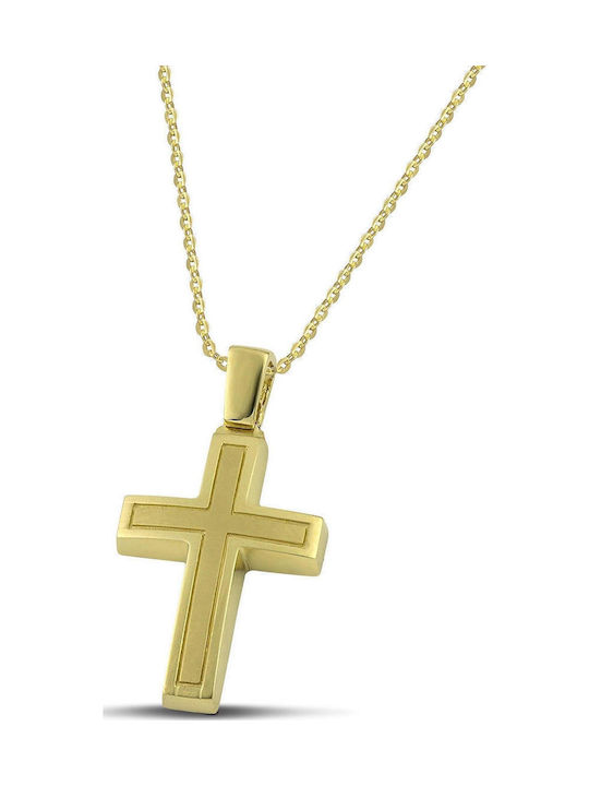 Themelidis Jewels Ανδρικός Χρυσός Σταυρός 14Κ Διπλής Όψης χωρίς Αλυσίδα