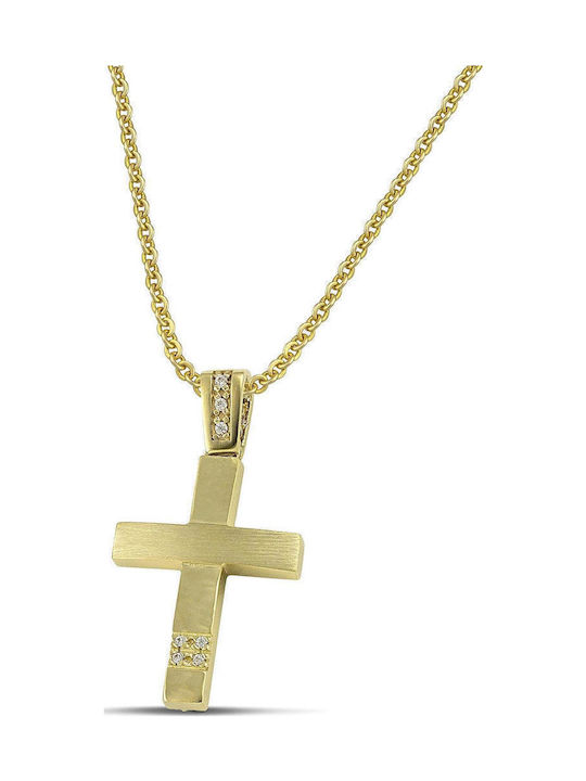 Themelidis Jewels Γυναικείος Χρυσός Σταυρός 14Κ Διπλής Όψης χωρίς Αλυσίδα