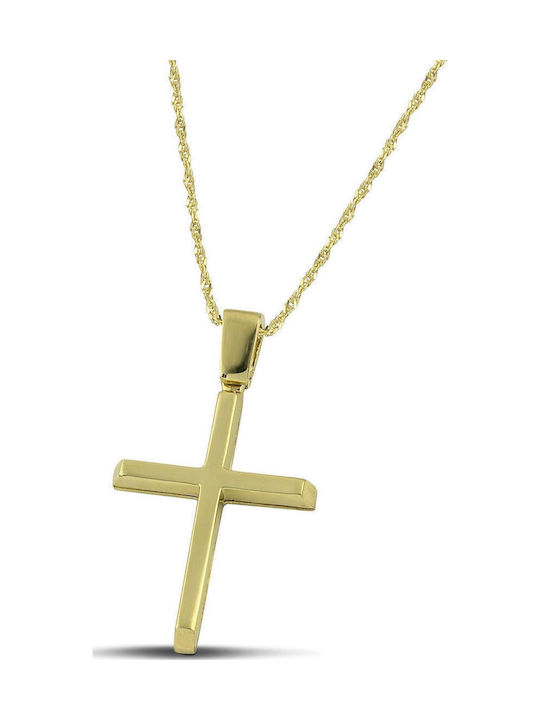 Themelidis Jewels Ανδρικός Χρυσός Σταυρός 14Κ Διπλής Όψης χωρίς Αλυσίδα