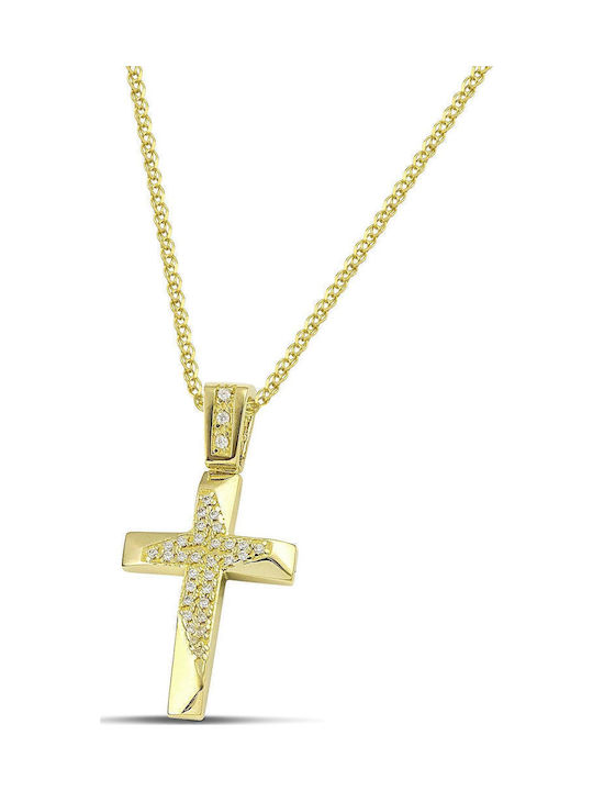 Themelidis Jewels Γυναικείος Χρυσός Σταυρός 14Κ Διπλής Όψης χωρίς Αλυσίδα