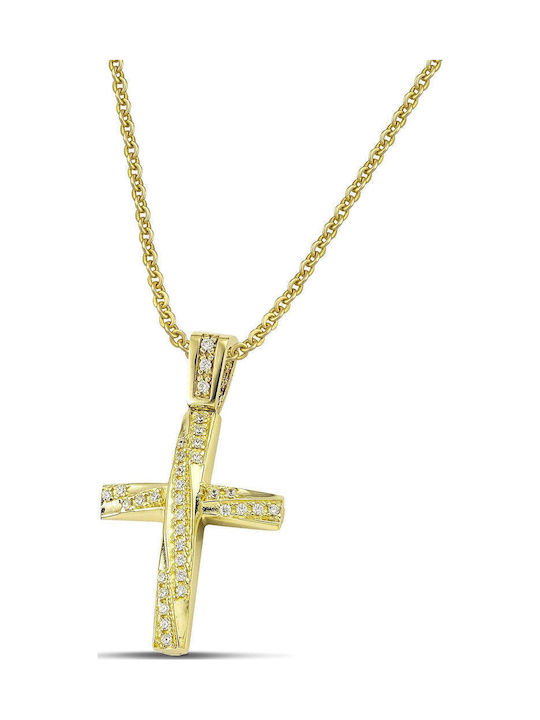 Themelidis Jewels Women's Gold Cross 14K Double Sided