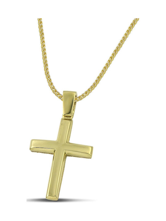 Themelidis Jewels Ανδρικός Χρυσός Σταυρός 14Κ Διπλής Όψης χωρίς Αλυσίδα
