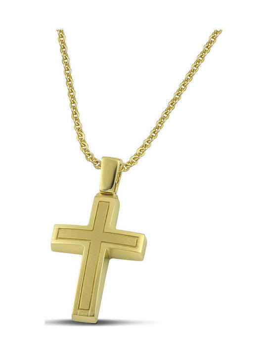 Themelidis Jewels Ανδρικός Χρυσός Σταυρός 14Κ Διπλής Όψης χωρίς Αλυσίδα