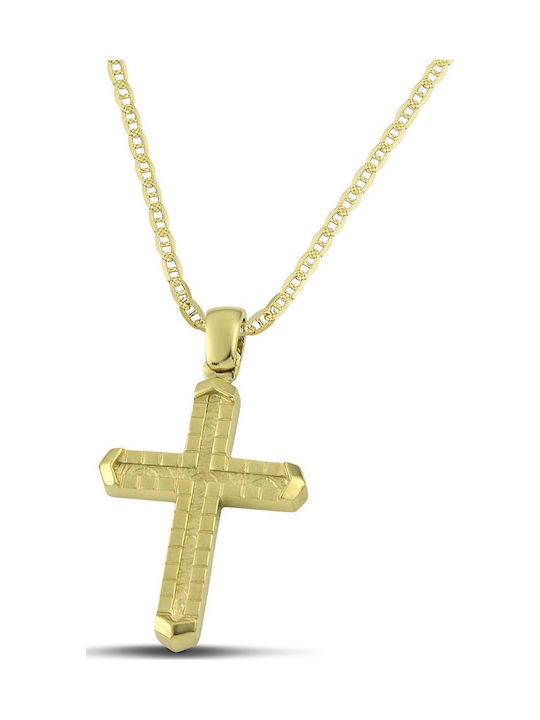 Themelidis Jewels Ανδρικός Χρυσός Σταυρός 14Κ με Αλυσίδα