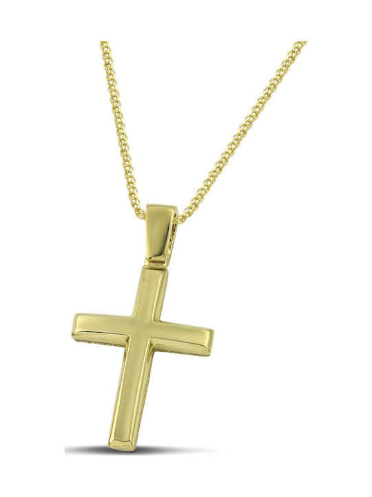 Themelidis Jewels Ανδρικός Χρυσός Σταυρός 14Κ Διπλής Όψης χωρίς Αλυσίδα