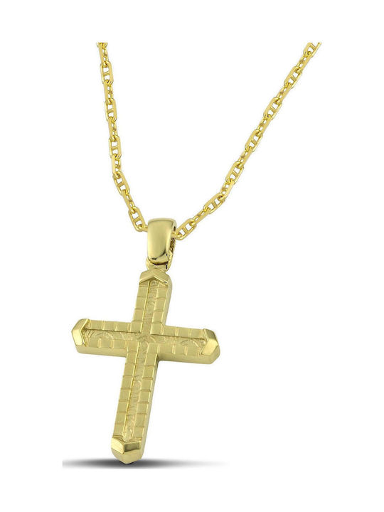 Themelidis Jewels Ανδρικός Χρυσός Σταυρός 14Κ με Αλυσίδα