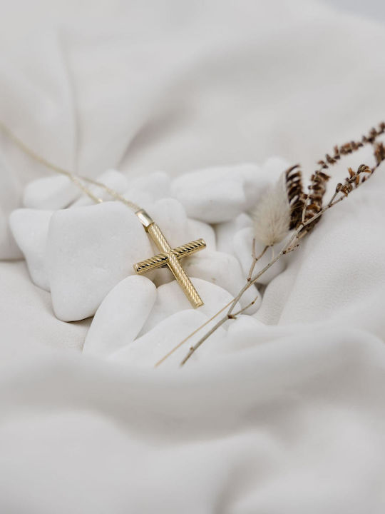 Themelidis Jewels Herren Gold Kreuz 14K Beidseitig mit dem Gekreuzigten