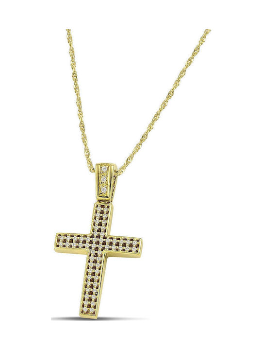 Themelidis Jewels Γυναικείος Χρυσός Σταυρός 14Κ Διπλής Όψης χωρίς Αλυσίδα