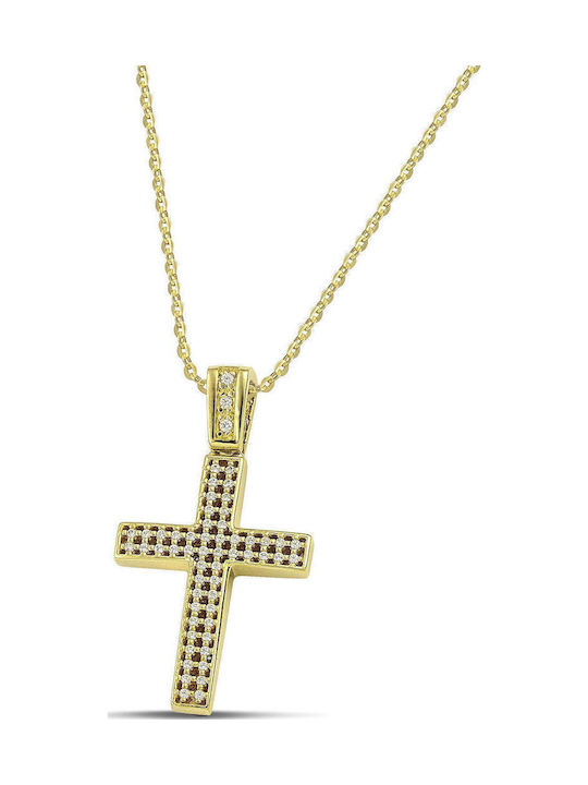 Themelidis Jewels Γυναικείος Χρυσός Σταυρός 14Κ Διπλής Όψης χωρίς Αλυσίδα