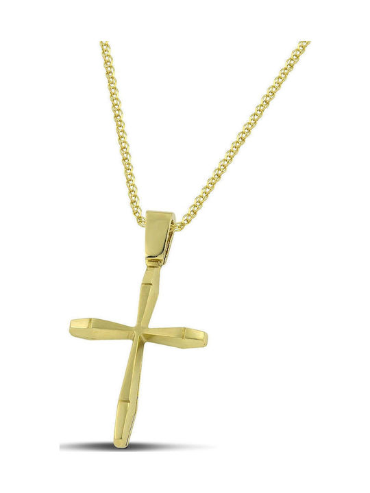 Themelidis Jewels Ανδρικός Χρυσός Σταυρός 14Κ με Αλυσίδα