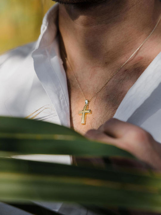 Themelidis Jewels Ανδρικός Χρυσός Σταυρός 14Κ Διπλής Όψης χωρίς Αλυσίδα