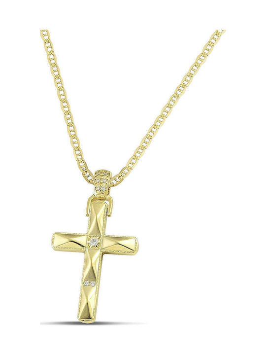 Themelidis Jewels Γυναικείος Χρυσός Σταυρός 14Κ Διπλής Όψης χωρίς Αλυσίδα