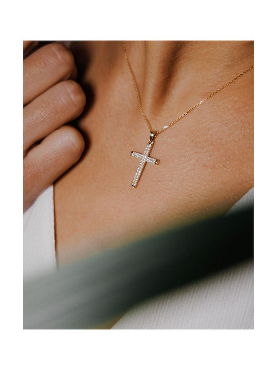 Themelidis Jewels Damen Gold Kreuz 18K mit Kette