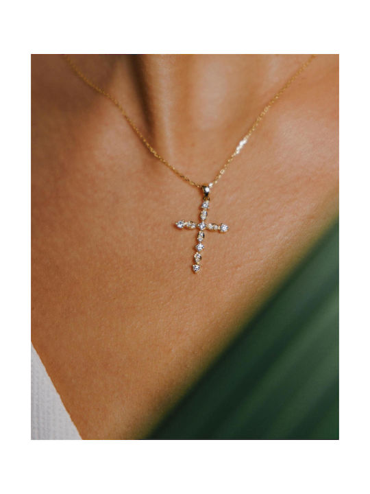 Themelidis Jewels Damen Gold Kreuz 18K mit Kette