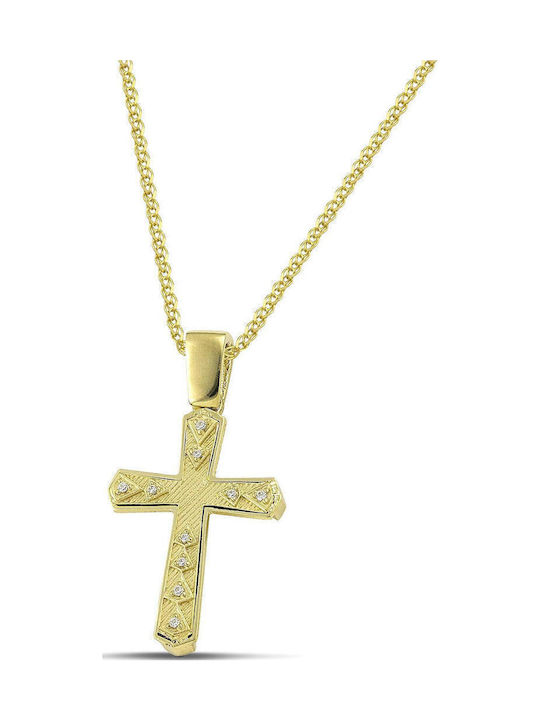 Themelidis Jewels Γυναικείος Χρυσός Σταυρός 14Κ Διπλής Όψης χωρίς Αλυσίδα