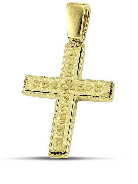 Themelidis Jewels Ανδρικός Χρυσός Σταυρός 14Κ Διπλής Όψης με Αλυσίδα