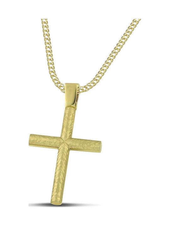Themelidis Jewels Ανδρικός Χρυσός Σταυρός 14Κ Διπλής Όψης χωρίς Αλυσίδα