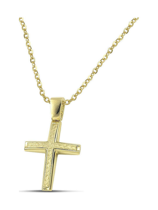 Themelidis Jewels Ανδρικός Χρυσός Σταυρός 14Κ Διπλής Όψης χωρίς Αλυσίδα