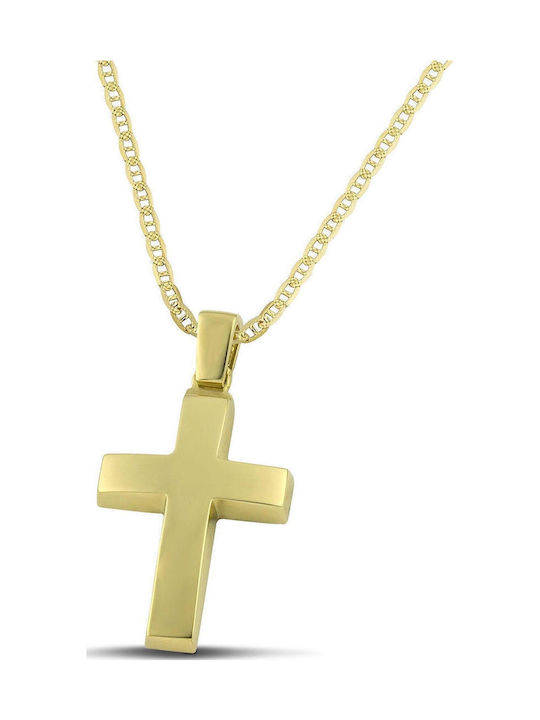 Themelidis Jewels Ανδρικός Χρυσός Σταυρός 14Κ Διπλής Όψης χωρίς Αλυσίδα
