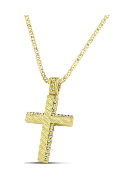 Themelidis Jewels Γυναικείος Χρυσός Σταυρός 14Κ Διπλής Όψης χωρίς Αλυσίδα