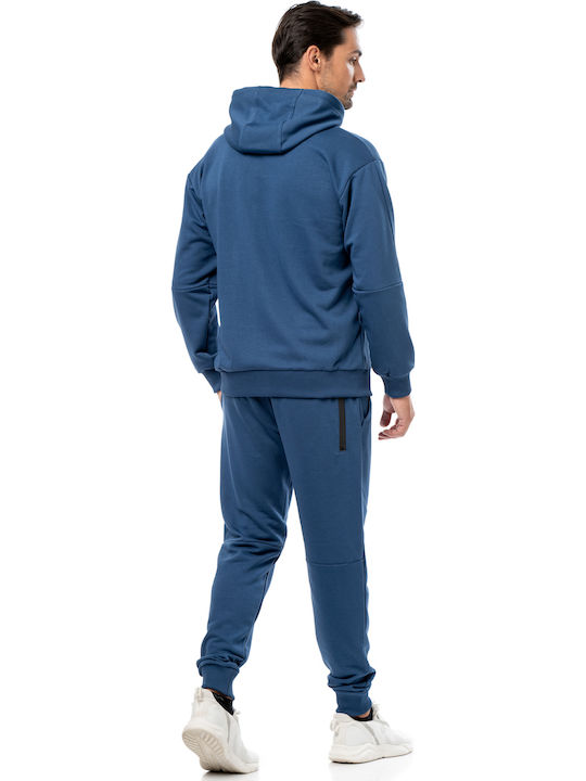 Three-strand Sweatpants with Elastic Blue