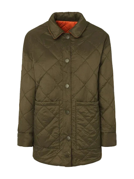 Pepe Jeans Women's Short Lifestyle Jacket for Winter Green