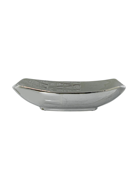 Alexandra House Living Ceramic Decorative Platter Silver 27x15x6cm