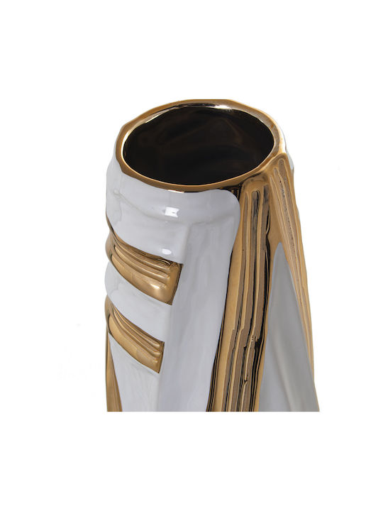 Vase Alexandra House Living White Gold Ceramic 14 X 14 X 45 Cm