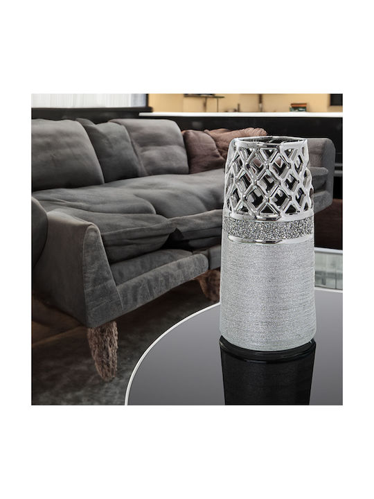 Vase Alexandra House Living Gray Silver Ceramic 14 X 14 X 27 Cm