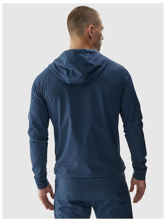 4F Functional Men's Sweatshirt Jacket with Hood and Pockets Blue