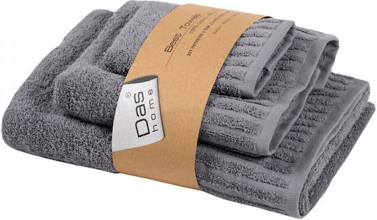 Das Home Set of Bath Towels 3 pcs 0748 Gray Weight 480gr/m²